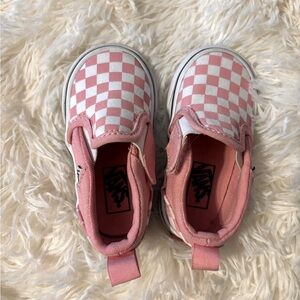 Size 4 toddler Vans. Pink and white checkered